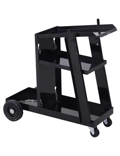 DURHAND Welding Cart Welder Trolley Garage for Gas Bottles w/ Safety Chain, Wheels, Black