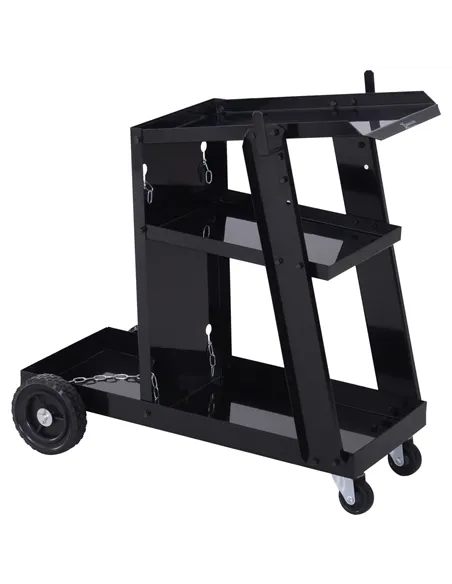 DURHAND Welding Cart Welder Trolley Garage for Gas Bottles w/ Safety Chain, Wheels, Black