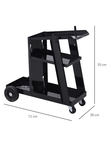 DURHAND Welding Cart Welder Trolley Garage for Gas Bottles w/ Safety Chain, Wheels, Black