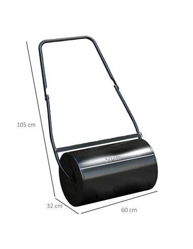 DURHAND 38L Heavy Duty Water or Sand Filled Garden Steel Lawn Roller Drum Φ50cm Black