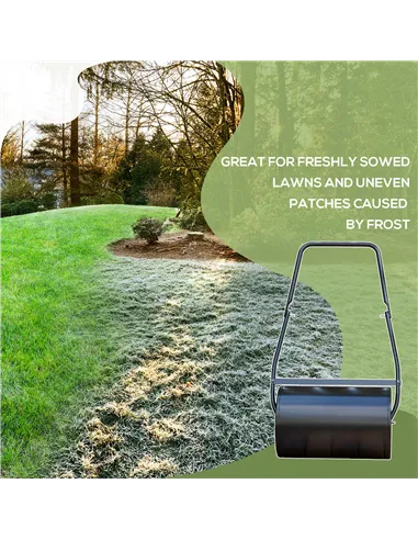 DURHAND 38L Heavy Duty Water or Sand Filled Garden Steel Lawn Roller Drum Φ50cm Black