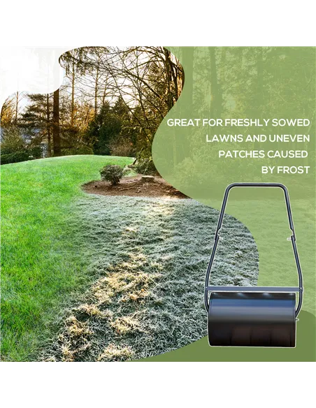 DURHAND 38L Heavy Duty Water or Sand Filled Garden Steel Lawn Roller Drum Φ50cm Black
