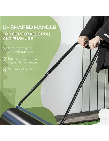 DURHAND 38L Heavy Duty Water or Sand Filled Garden Steel Lawn Roller Drum Φ50cm Black