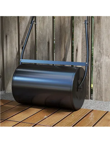 DURHAND 38L Heavy Duty Water or Sand Filled Garden Steel Lawn Roller Drum Φ50cm Black