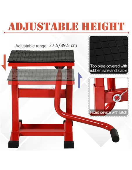 DURHAND Steel Motorbike Jack Lift, 27.5 / 39.5 H cm - Red
