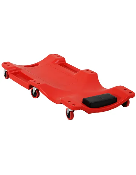 DURHAND Mechanic Vehicle Creeper, Under-Car Rolling Crawler Board, with Headrest, Wheels, Red