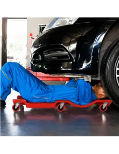 DURHAND Mechanic Vehicle Creeper, Under-Car Rolling Crawler Board, with Headrest, Wheels, Red 2