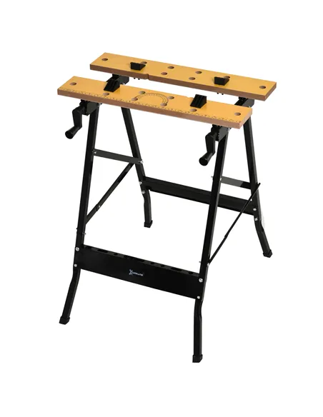DURHAND 4-in-1 Work Bench, Folding Clamp Table w/ 4 Adjustable Clamping Pegs for DIY Home Garage, Black