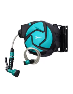 DURHAND 10m Garden Auto Hose Reel Wall Mounted Retractable 7 Patterns Spray Nozzle