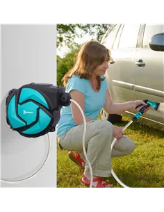 DURHAND 10m Garden Auto Hose Reel Wall Mounted Retractable 7 Patterns Spray Nozzle 2