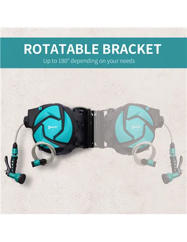 DURHAND 10m Garden Auto Hose Reel Wall Mounted Retractable 7 Patterns Spray Nozzle