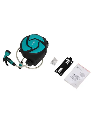 DURHAND 10m Garden Auto Hose Reel Wall Mounted Retractable 7 Patterns Spray Nozzle