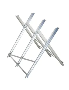 DURHAND Portable Sawhorse Heavy Duty Steel Adjustable Work Support, Foldable Sawhorse Stand 100 kg Weight Capacity, Silver Tone