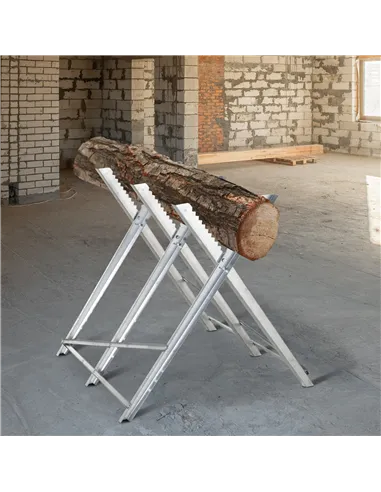 DURHAND Portable Sawhorse Heavy Duty Steel Adjustable Work Support, Foldable Sawhorse Stand 100 kg Weight Capacity, Silver Tone