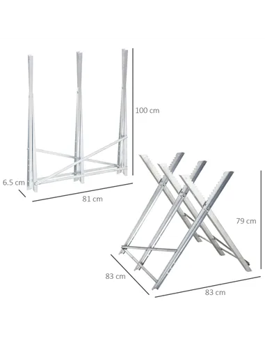 DURHAND Portable Sawhorse Heavy Duty Steel Adjustable Work Support, Foldable Sawhorse Stand 100 kg Weight Capacity, Silver Tone