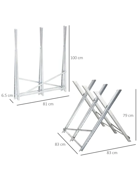 DURHAND Portable Sawhorse Heavy Duty Steel Adjustable Work Support, Foldable Sawhorse Stand 100 kg Weight Capacity, Silver Tone