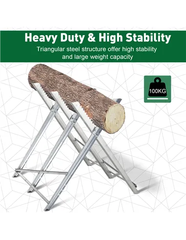 DURHAND Portable Sawhorse Heavy Duty Steel Adjustable Work Support, Foldable Sawhorse Stand 100 kg Weight Capacity, Silver Tone