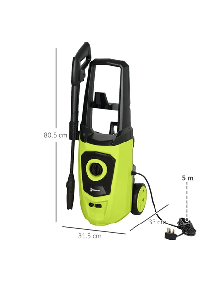 DURHAND 1800W High Pressure Washer, 150 Bar Pressure, 510 L/h Flow, High-Performance Portable Power Washer Jet Wash Cleaner with