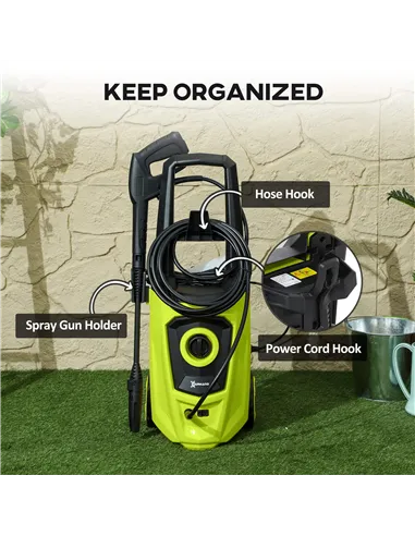 DURHAND 1800W High Pressure Washer, 150 Bar Pressure, 510 L/h Flow, High-Performance Portable Power Jet Wash Cleaner Green