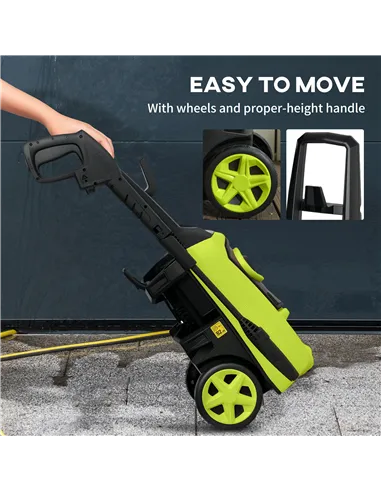 DURHAND 1800W High Pressure Washer, 150 Bar Pressure, 510 L/h Flow, High-Performance Portable Power Jet Wash Cleaner Green
