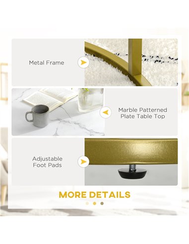 HOMCOM Coffee Table Set of 2, Round Nest of Tables with Faux Marble Tabletop and Metal Frame, Modern Side Tables for Living Room