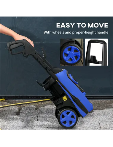DURHAND High Pressure Washer, 150 Bar Pressure, 510 L/h Flow, 1800W, High-Performance Portable Power Jet Wash Cleaner, Blue