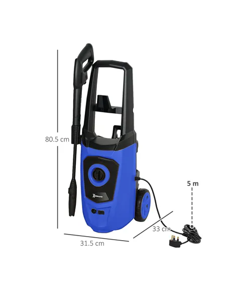 DURHAND 1800W High Pressure Washer, 150 Bar Pressure, 510 L/h Flow, High-Performance Portable Power Jet Wash Cleaner Blue