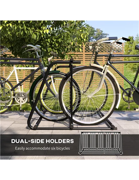 DURHAND Bike Stand, Double-sided Bike Rack Floor Stand for 6 Bicycles, Kids/Mountain/Road Bikes Garage Indoor Outdoor Use
