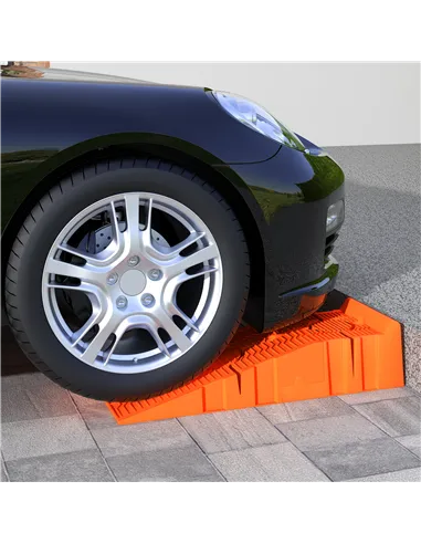 DURHAND 2 Pieces Car Ramps Heavy Duty 2.5 Ton Motorhome Levelling Ramps, Plastic Garage Workshop Car Lift, Portable Automotive V