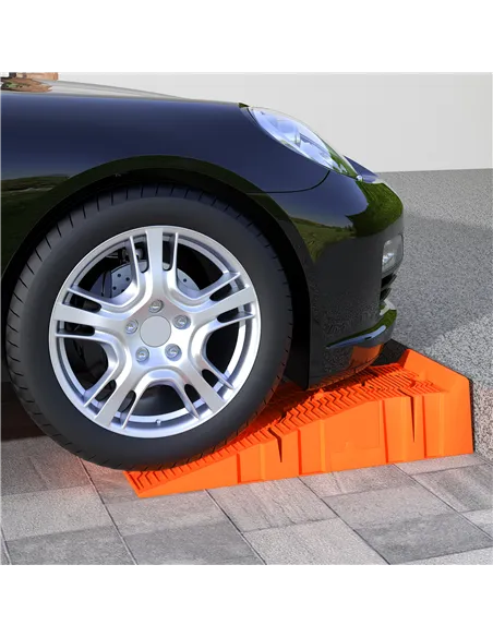 DURHAND 2 Pieces Car Ramps Heavy Duty 2.5 Ton Motorhome Levelling Ramps, Plastic Garage Workshop Car Lift, Portable Automotive V