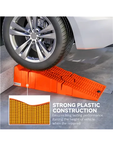 DURHAND 2 Pieces Car Ramps Heavy Duty 2.5 Ton Motorhome Levelling Ramps, Plastic Garage Workshop Car Lift, Portable Automotive V