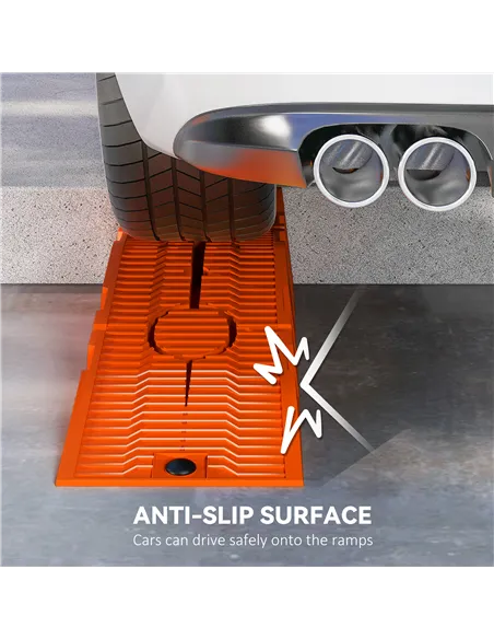 DURHAND 2 Pieces Car Ramps Heavy Duty 2.5 Ton Motorhome Levelling Ramps, Plastic Garage Workshop Car Lift, Portable Automotive V