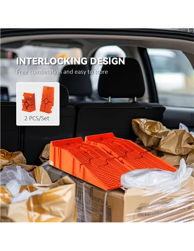 DURHAND 2 Pieces Car Ramps Heavy Duty 2.5 Ton Motorhome Levelling Ramps, Plastic Garage Workshop Car Lift, Portable Automotive V