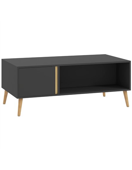HOMCOM Coffee Table for Living Room, Modern Centre Table with Storage Compartments and Cabinets, Rectangular Side Table, 115x 58