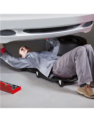 DURHAND Mechanic Vehicle Creeper, Under-Car Rolling Crawler Board, with Headrest, Wheels, Black