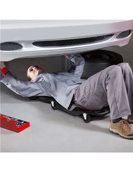 DURHAND Mechanic Vehicle Creeper, Under-Car Rolling Crawler Board, with Headrest, Wheels, Black