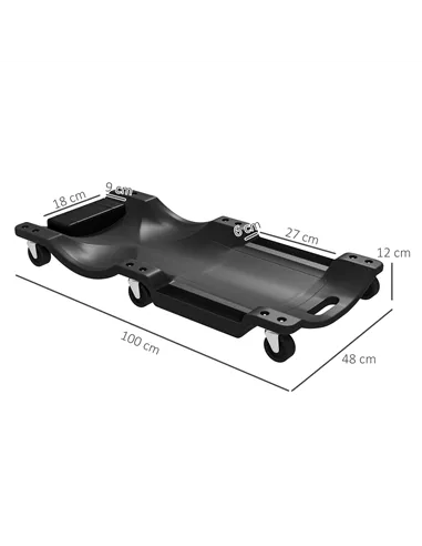 DURHAND Mechanic Vehicle Creeper, Under-Car Rolling Crawler Board, with Headrest, Wheels, Black