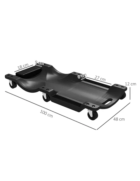 DURHAND Mechanic Vehicle Creeper, Under-Car Rolling Crawler Board, with Headrest, Wheels, Black