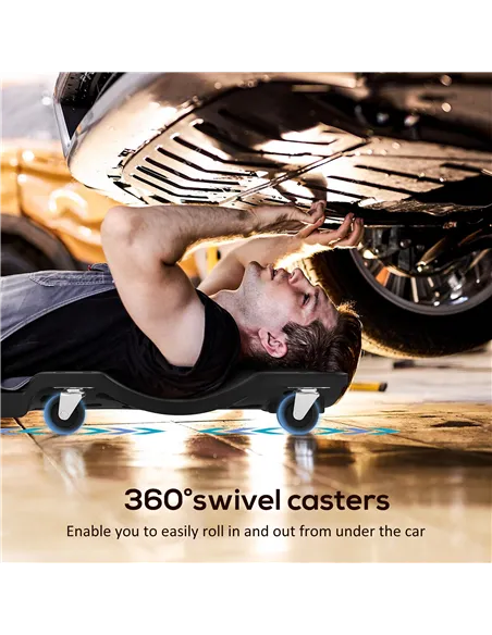 DURHAND Mechanic Vehicle Creeper, Under-Car Rolling Crawler Board, with Headrest, Wheels, Black