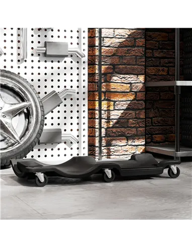 DURHAND Mechanic Vehicle Creeper, Under-Car Rolling Crawler Board, with Headrest, Wheels, Black