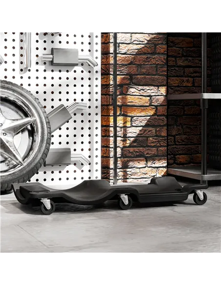 DURHAND Mechanic Vehicle Creeper, Under-Car Rolling Crawler Board, with Headrest, Wheels, Black