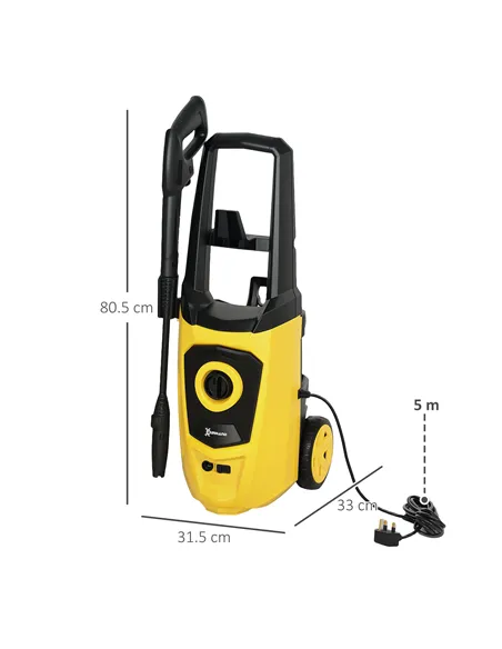DURHAND 1800W High Pressure Washer, 150 Bar Pressure, 510 L/h Flow, High-Performance Portable Power Washer Jet Wash Cleaner with