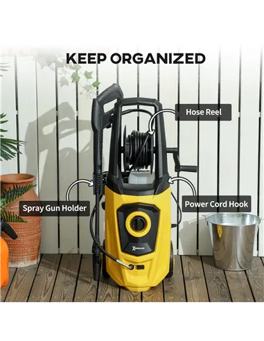 DURHAND 1800W High Pressure Washer, 150 Bar Pressure, 510 L/h Flow, High-Performance Portable Power Washer Jet Wash Cleaner with