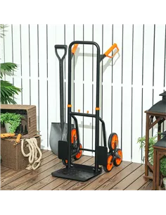 DURHAND Six-Wheel Folding  Sack Barrow Trolley - Black/Orange 2