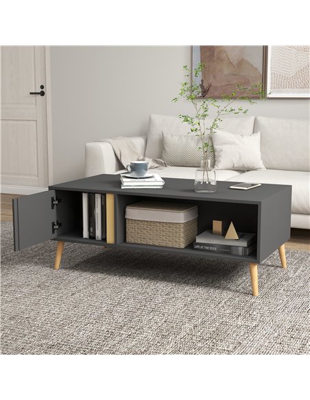HOMCOM Coffee Table for Living Room, Modern Centre Table with Storage Compartments and Cabinets, Rectangular Side Table, 115x 58