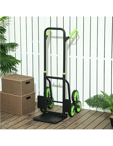 DURHAND Six-Wheel Folding  Sack Barrow Trolley - Black/Green