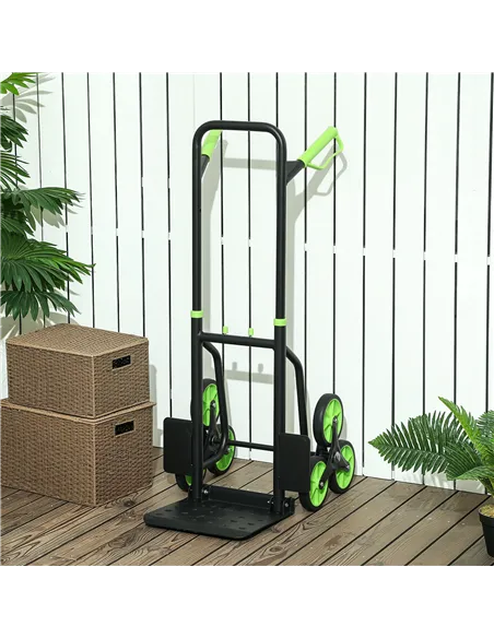 DURHAND Six-Wheel Folding  Sack Barrow Trolley - Black/Green