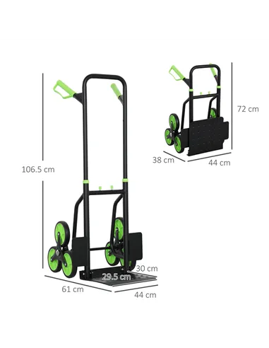 DURHAND Six-Wheel Folding  Sack Barrow Trolley - Black/Green
