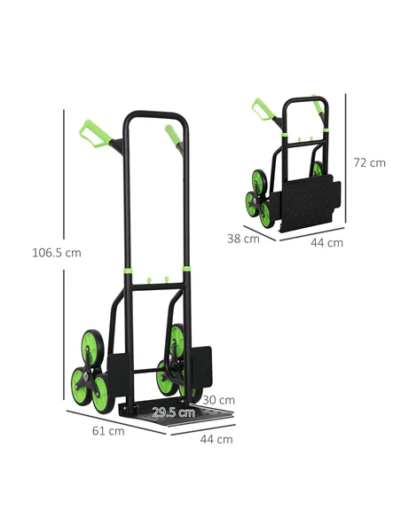 DURHAND Six-Wheel Folding  Sack Barrow Trolley - Black/Green