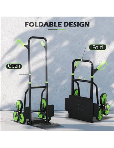 DURHAND Six-Wheel Folding  Sack Barrow Trolley - Black/Green